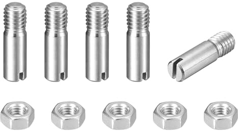 sourcing map 5Pcs Slotted Cylindrical Pin, M6 x 20mm 304 Stainless Steel Dowel External Thread Locating Pin Slotted Screw with Nut for Cabinet Furniture Installation (GB878)