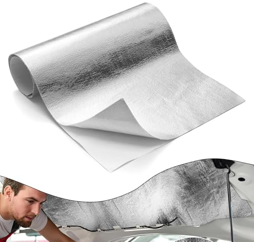 Aluminised Heat Protection Mat 60 x 200 cm, Heat Protection Mat Self-Adhesive Back, Heat Protection Film, Practical Heat Shield with Cutter Knife for Hose and Automatic Use