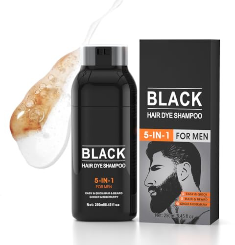 Natural Black Hair Shampoo, Black Hair Dye Shampoo for Men White Hair Removal Dye Hair Coloring Shampoo (250ml)