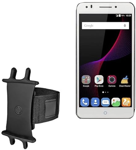 BoxWave Holster Compatible with ZTE Blade D Lux - ActiveStretch Sport Armband, Adjustable Armband for Workout and Running - Jet Black