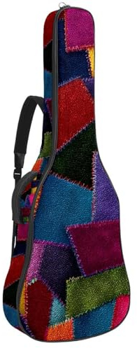 Nahtloses süßes Faultier in Weihnachtsmannmütze, gepolsterte Gitarrentasche, schützende Akustikgitarre, Gigbag für E-Bass, Konzertgitarre, Mehrfarbig 02, 42.9x16.9x4.7 in, Lässiger Tagesrucksack