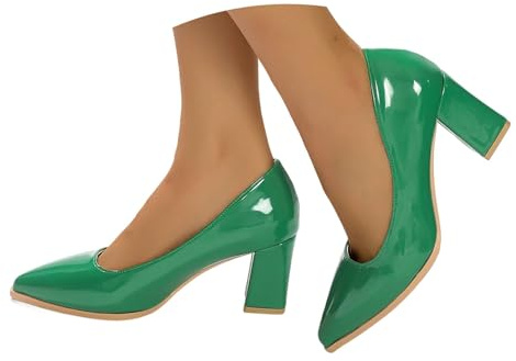 Escarpins à bout compensé pour femme - Avec talon bloc - Chaussures hautes - Épais - Chaussures traditionnelles - Pour le bureau - Talons hauts - Tendance - Loisirs - Chaussures de mariage, vert, 40