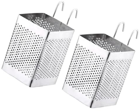TOGEVAL Scolaposate Contenitore per Posate in Acciaio Inossidabile da Appendere 2 Pezzi , Design Drenante , per Cucina , Ristorante e Hotel