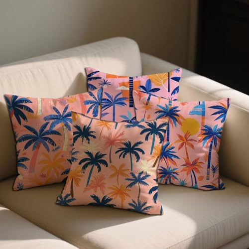 Natura Cuscini da Esterno Impermeabili 75x75 cm Federe Cuscini Piante Tropicali Decorativi Copricuscini Set da 4 Impermeabili Velluto Copricuscini per Giardino Esterno Balcone Decor Regalo b-1466
