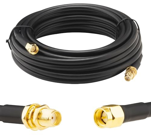 Boobrie Cavo di prolunga SMA aggiornato da 5 m LMR200 equivalente SMA maschio a femmina, cavo di prolunga per antenna WiFi a bassa perdita per router 3G 4G 5G LTE Antenna WiFi ADS-B GPS modem WLAN