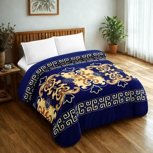 Dolce Vari Korean 7KG Heavy Blanket – 2-Ply King Size Blanket Ultra Super Soft Warm & Cozy Winter Comfort (Navy Blue, King (220 x 240))