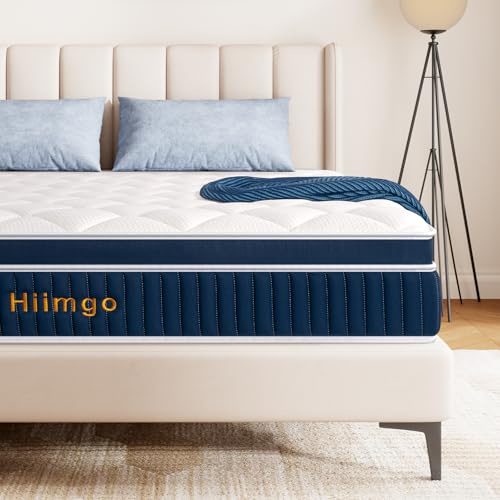 Hiimgo Hybrid Mattresses-26CM Double Mattress-Pocket Spring with Memory Foam Medium Firm Strengthen Edge Support, with Motion Isolation-135x190x26CM