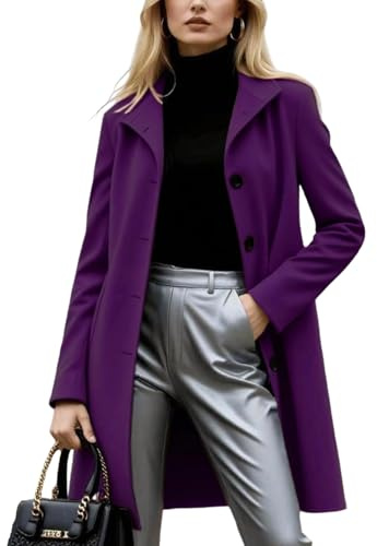Générique Manteau Laine Mélangée Femme Hiver Chic Mi-Long Boutons Simple Tailleur Style Professionnel Tissu Laine Épais Pour Automne Hiver Travail Sortie Quotidien Loisirs Confortable Élégant