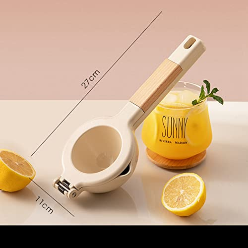 Fdit Presse-agrumes avec Manche en Bois Durable, Rainure Profonde pour la Cuisine à Domicile, Revêtement de qualité Alimentaire, Orange, Citron, Presse-agrumes Manuel pour les Réunions de Famille