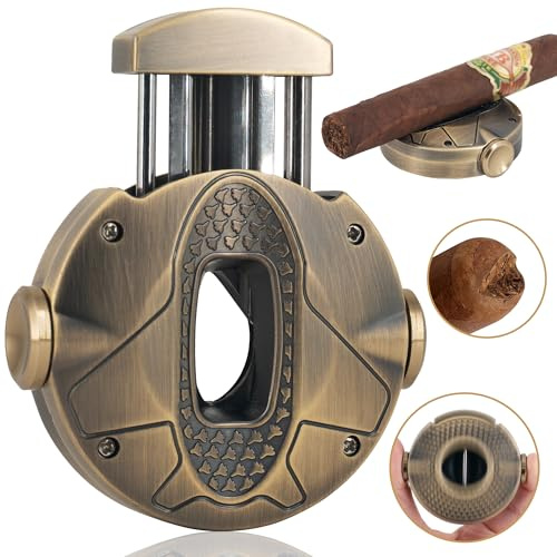 CREFUN Stainless Steel 3-in-1 V Cut Cigar Cutter with Cigar Holder & Stress Relief Spinner, Portable Zinc Alloy Cigar Accessories for Men, Cigar Gift Set for Dad or Husband