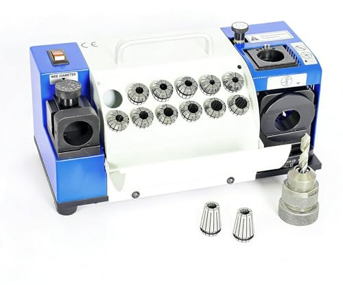Drill Bits Sharpener, MR-13B Drill bit Grinding Machine 3-15mm, 95° to 135° Point Angle Adjustable Drill Bit Re-Sharpener, Portable Bits Sharpening Machine with 13 Collets (MR-13B(3-15MM))