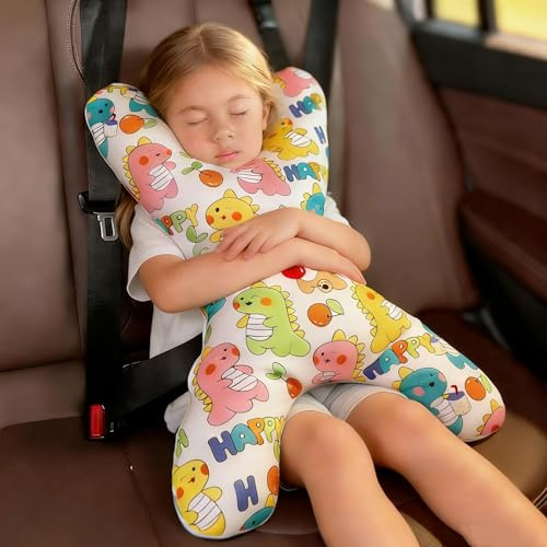 XINGYAOGJ X-Shaped Car Seat Pillow Head Neck Support Travel Pillow for Kid Adult Soft Comfortable Car Sleeping Headrest Cushion Adjustable Seat Belt Travel Cushion for Long Journey Airplane