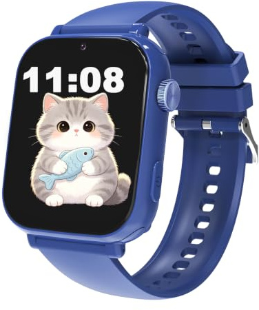 Reloj Inteligente Niño GPS y Llamadas, 4G Smartwatch Niños Niñas con Telefono, SOS, Chat de Voz, Videollamada, Modo Clase, Cámara, Podómetro, Reloj Llamadas Niños Niña Infantil 4 a 12 Años, Navy‌