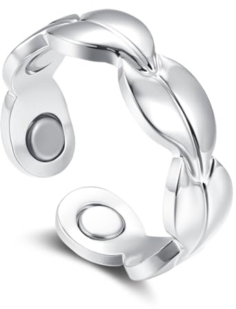 Zolkamery Vital Ring, 2026 Neu Silber Magnetring für Damen, Anti Anxiety Ring mit Magnete, Einfach/Blume/Herz/Wellen Verstellbar Vitalring für Besseren Schlaf, Magnet Ring zur Gewichtsabnahme