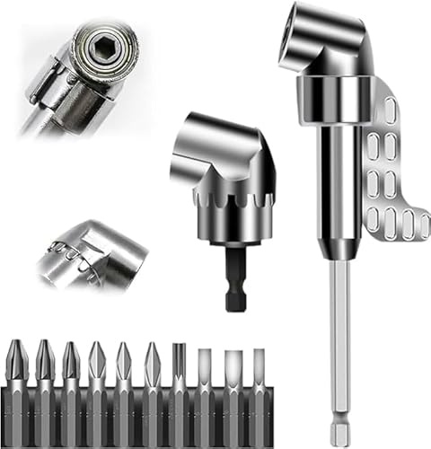 2026 Neu Corner Tool Screw, 105° Winkelschrauber Vorsatz Adapter, Winkelbohraufsatz Akkuschrauber & Bohrmaschine, Magnetischer Winkeladapter für Zubehör Heimwerker Garage, Bauarbeiter (Kurz + Lang)