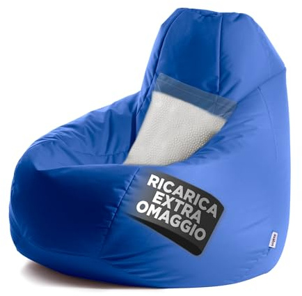 Avalon - Puff Poltrona Sacco XXL Jive Deluxe Sfoderabile, Pouf Sacco di Qualità Sartoriale, Bean Bag per Sedersi Ergonomico, Tessuto Antistrappo Impermeabile, Made in Italy(95x135cm-Blu Royal)