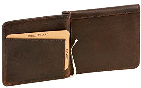 LEAS Dollar- & Money Clip Geldscheinklammer m. Münzfach im Vintage-Style Echt-Leder, braun Vintage-Collection