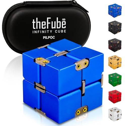 PILPOC theFube Fidget Toy - Premium Qualität Fidget Toys, Stresswürfel mit Exklusiver Schutzhülle, Anti-Stress Würfel , ADHS Spielzeug für Kinder und Erwachsene, Blau