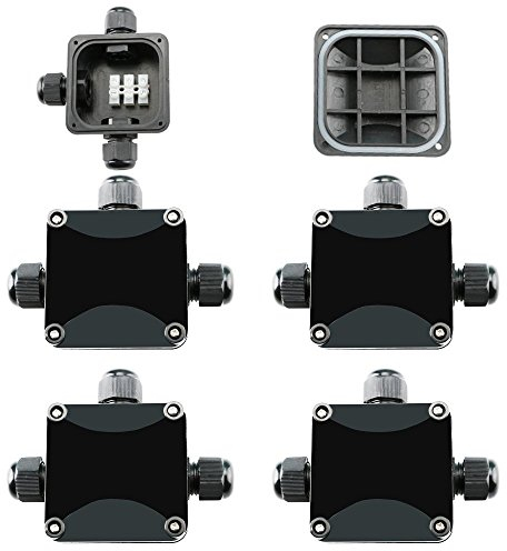 CESFONJER 4Pcs IP66 Waterproof Electrical Junction Box, 3 Way External Electrical Junction Box Outdoor Coupler PG11 Cable Gland 5-10mm.