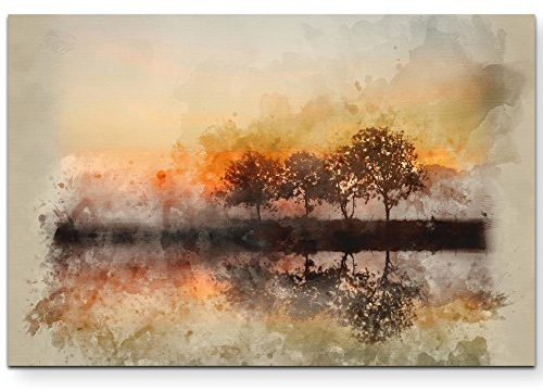 Leinwandbilder | Bilder Leinwand 120x80cm Aquarellbild Herbstlandschaft