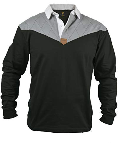 Guinness Heritage Charcoal and Black Rugby Jersey Long Sleeve Rugby Shirts for Men | Mens Ireland Polo Jerseys