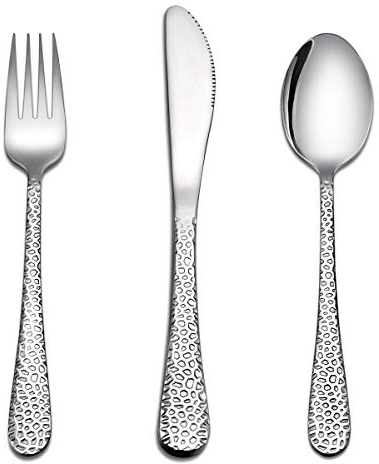 HaWare Kids Cutlery Sets, 9 Piece Hammered Stainless Steel Children Flatware Silverware, Small Toddler Utensil Includes 3 Knives, 3 Forks, 3 Spoons, Mirror Finish & Dishwasher Safe