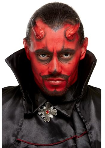 Smiffys Smiffys Make-Up FX, Teufel-Set, Aqua, Rot & Schwarz, Schminke, Hörner, Schwamm & Applikator Halloween