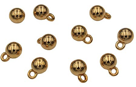 gold glänzende Kugelknöpfe klein Metall Knöpfe Mini Kugel Ösenknöpfe 7mm 10 Stück