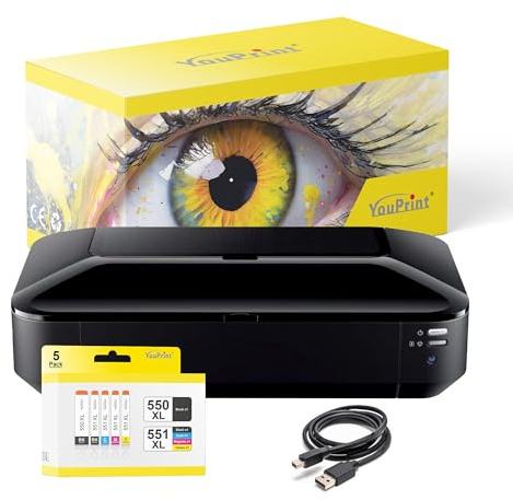 YouPrint Bundle iX6850 A3 Tintenstrahldrucker mit 5 kompatiblen YouPrint Druckerpatronen für Canon 550 551 XL
