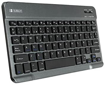 SUBBLIM Teclado Bluetooth Smart para Tablet O iPad GrisNegro Diseño Ultra Slim Teclas De Alta Precisión Batería Li-Ion Recargable Ahorro De Energía