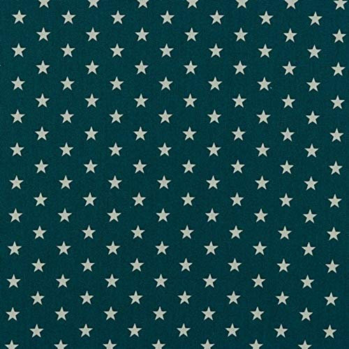 Baumwollstoff Sterne Petrol – Stoff Meterware 150 cm breit, weicher Baumwollstoff für Kinder, Weihnachten & Deko, pflegeleicht, ideal zum Nähen von Kleidung, Bettwäsche, Vorhängen & Kissen