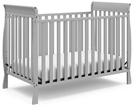 Storkcraft Maxwell Convertible Crib (Pebble Gray) – GREENGUARD Gold Certified, Converts to Toddler Bed and Daybed, Fits Standard Full-Size Crib Mattress, Classic Crib with Traditional Sleigh Design