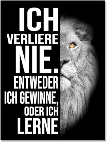 wandmotiv24 Leinwandbild Löwen, Hochformat, Löwe, ich verliere nie, Schwarz M0194