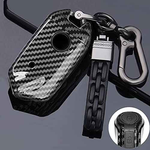 ontto Autoschlüssel Hülle für Kia Stinger K900 2019 2018 2017 Zubehör Fernbedienung Cover Plastik Schlüsselhülle Etui Schlüsselanhänger Schlüssel Schutz 4 Taste-Kohlefaser schwarz
