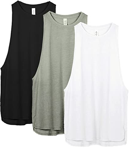 icyzone Damen Sport Top Locker - Atmungsaktive Fitness Shirt Muscle Tank Top Sport Oberteile, 3er Pack (M, Black/White/Grey)