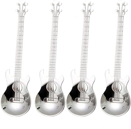 Haowul Guitar -Kaffee -teelöffel 4pcs Edelstahl Dessert Tee Vorspeise Bistro Kuchen Ice Cream Zuckerlöffel Süße Teelöffel Set Geschenke