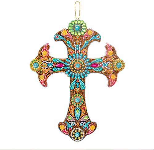 DCIDBEI || Diamond Painting Diamant Croix murale à suspendre|| Cristal Artisanat || un charme religieux Chretienne || Décoration religieuse Décoration Murale Design || 17cm*25cm
