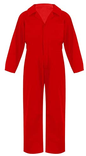 Alvivi Salopette à Manches Longues Enfant Garçon Fille Combinaison De Travail Jumpsuit Salopette Décontracté 5-16 Ans Rouge A 7-8 ans