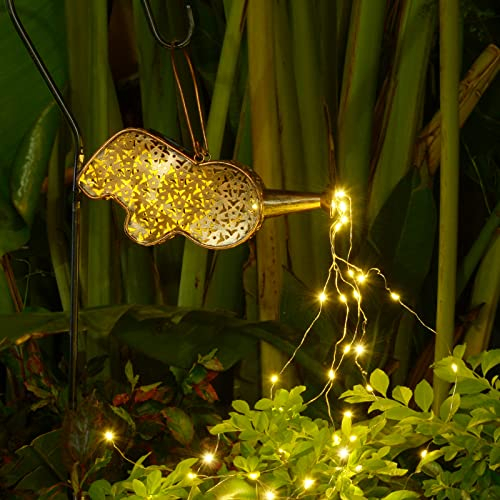 ALLILUYAA Solar Gießkanne Lichterkette Aussen,LED Gartendeko Solarlampen für Draußen,Wetterfest Solarleuchten mit Schäferhaken,Vintage Art Solar Gartenleuchten für Terrasse Rasen Yard Balkon Deko