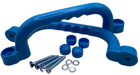 HOQ 1 Paar Premium Haltegriffe - 2 Stück hochwertige Kunststoff-Griffe - Handläufe 240x75 mm - für Stelzenhäuser, Hochbetten, Spielhäuser und Spieltürme - Hellblau
