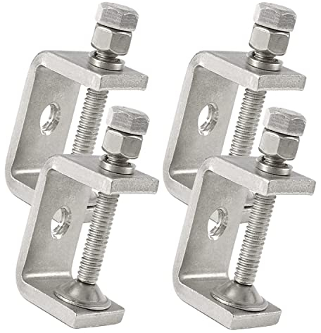 RHBLME 4-teilige Edelstahl C-Klemme Tiger Klemme Heavy Duty, Spannbereich 2.5 cm bis 4.2 cm, G-Klemmen mit verstellbaren breiten Backenöffnungen für Holzbearbeitung, Schweißen, Haushalt, Desktop