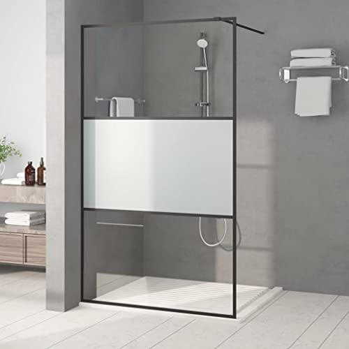 INLIFE Duschwand für Begehbare Dusche Schwarz 115x195 cm Halbmatt ESG,30.4kg,152108