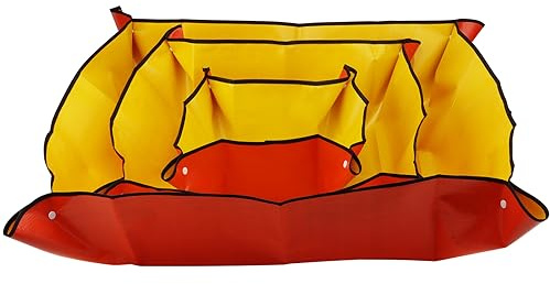 3 Stück Umtopfmatte,wasserdichte Pflanzmatte,100x100 / 75x75 / 50x50cm | Gartenmatte Faltbar,Pflanzunterlage, Gartenarbeitsmatte, Arbeitsmatte Garten, für Balkone und Gärten, Gelb