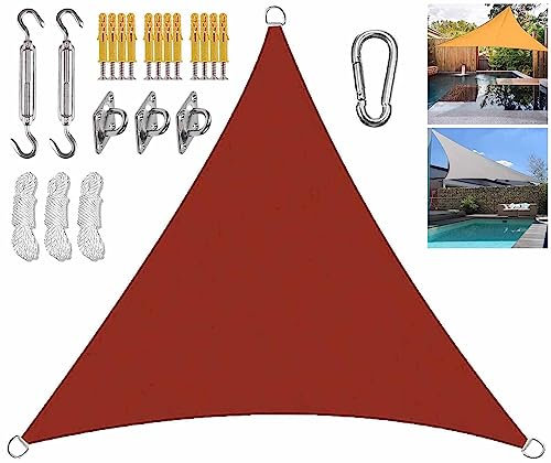 Toldo de jardín con toldo for jardín con accesorio, color rojo óxido, for exteriores, for cubierta, jacuzzi, cochera, toldo for patio, 98 % resistente a los rayos UV, resistente a la intemperie ( Size