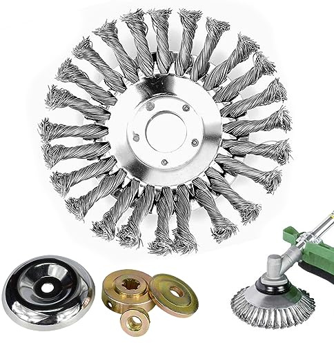 Amindz Unkrautbürste, Wildkrautbürste Verwendung für trimmer garten,Drahtbürste für freischneider,Unkrautbürste für rasentrimmer,für Motorsense zubehör, Effektive Moosentfernung, Unkraut