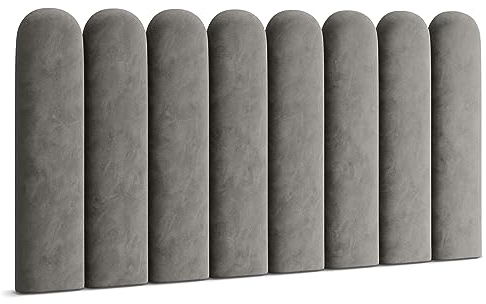 Muralo Panel Acolchado Ovalado para Pared o Cabecero de Cama, Cojín Lumbar Moderno y Lujoso para Dormitorio, Salón (Gris, 20 cm x 100 cm)