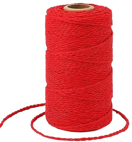 KINGLAKE 100m Red Cotton String, 2mm Butchers String Kitchen Bakers Twine for Crafts, Baking, Gift Wrapping, Knitting, Wall Hanging, Cooking Meat