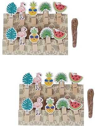 Alipis 60pcs Wooden Photo Clips for Decorations Fruits Flamingo Leaf Note Holder Creative Picture Clips Wood Material