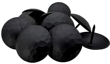 Sidco Supply Paquete de 50 clavos de hierro de 1.5 pulgadas, clavos decorativos, negros, tachuelas de tapicería, clavos, acento rústico decorativo antiguo para madera, pernos decorativos de puerta,