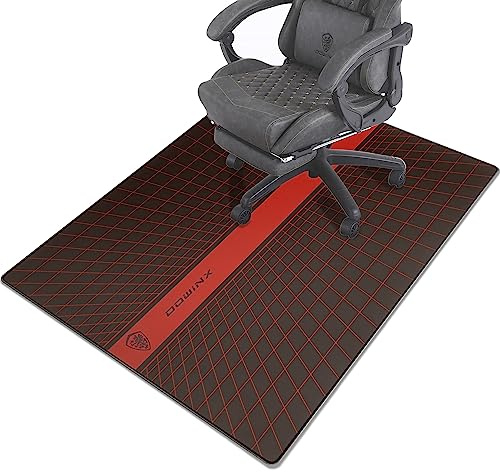 Dowinx Bürostuhl Matte für Hartholzboden, Computer Gaming Teppich für Harte Böden, unter Schreibtisch Stuhlunterlage Anti-Rutsch für Fliesen, Bodenschutzmatte Teppich für Home Office, rot (90X120)